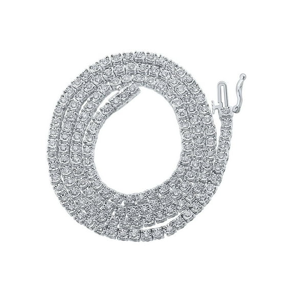 10kt White Gold Mens Round Diamond 18-inch Link Chain Necklace 2-3/4 Cttw