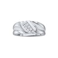 thumbnail image 1 of 10kt White Gold Mens Round Diamond 2-row Wedding Anniversary Band Ring 1/8 Cttw, 1 of 1