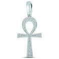 thumbnail image 1 of 10kt White Gold Mens Round Diamond Ankh Cross Charm Pendant 1/2 Cttw, 1 of 2
