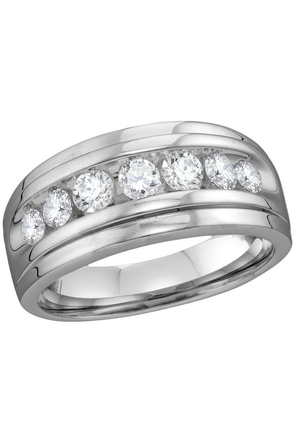 10kt White Gold Mens Round Diamond Band Wedding Anniversary Ring 1/2 Cttw