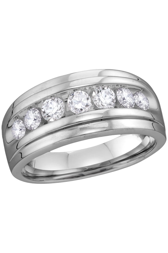 10kt White Gold Mens Round Diamond Band Wedding Anniversary Ring 1/4 Cttw