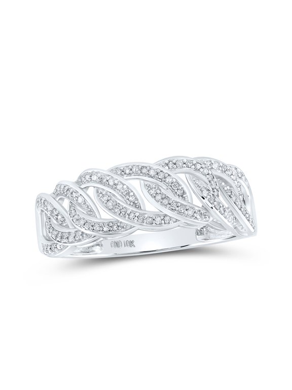 10kt White Gold Mens Round Diamond Curb Link Band Ring 1/4 Cttw