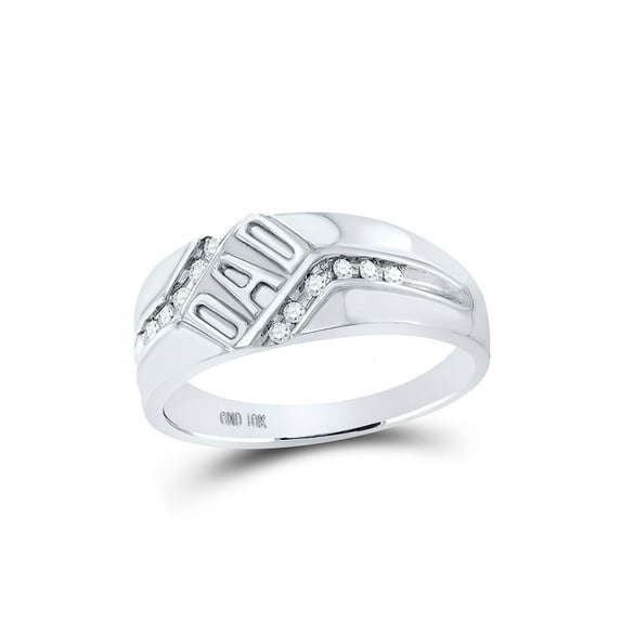 10kt White Gold Mens Round Diamond Dad Father Ring 1/8 Cttw