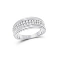 thumbnail image 1 of 10kt White Gold Mens Round Diamond Double Row Band Ring 3/4 Cttw, 1 of 1