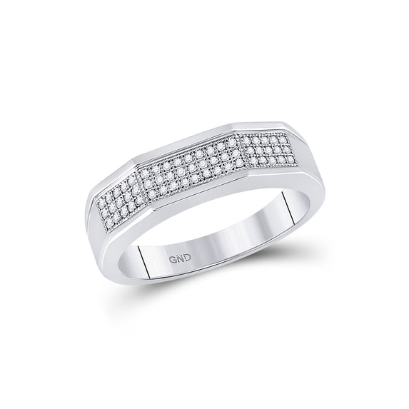 10kt White Gold Mens Round Diamond Faceted Pave Band Ring 1/5 Cttw