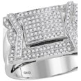 thumbnail image 1 of 10kt White Gold Mens Round Diamond Indented Square Cluster Ring 1/2 Cttw, 1 of 1