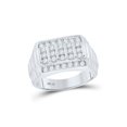 thumbnail image 1 of 10kt White Gold Mens Round Diamond Ribbed Ring 1 Cttw, 1 of 1