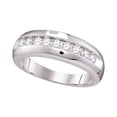 thumbnail image 1 of 10kt White Gold Mens Round Diamond Single Row Wedding Anniversary Band Ring 1/2 Cttw, 1 of 1