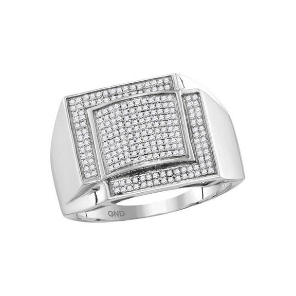 10kt White Gold Mens Round Diamond Square Cluster Ring 1/2 Cttw