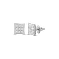 thumbnail image 1 of 10kt White Gold Mens Round Diamond Square Earrings 1/20 Cttw, 1 of 1