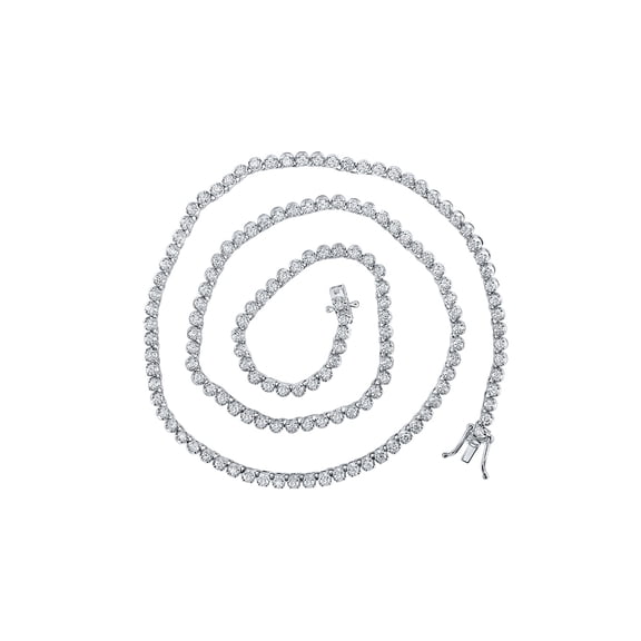 10kt White Gold Mens Round Diamond Tennis Chain Necklace 4-5/8 Cttw