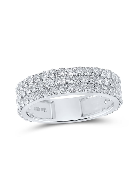 10kt White Gold Mens Round Diamond Triple Row Pave Band Ring 2-5/8 Cttw