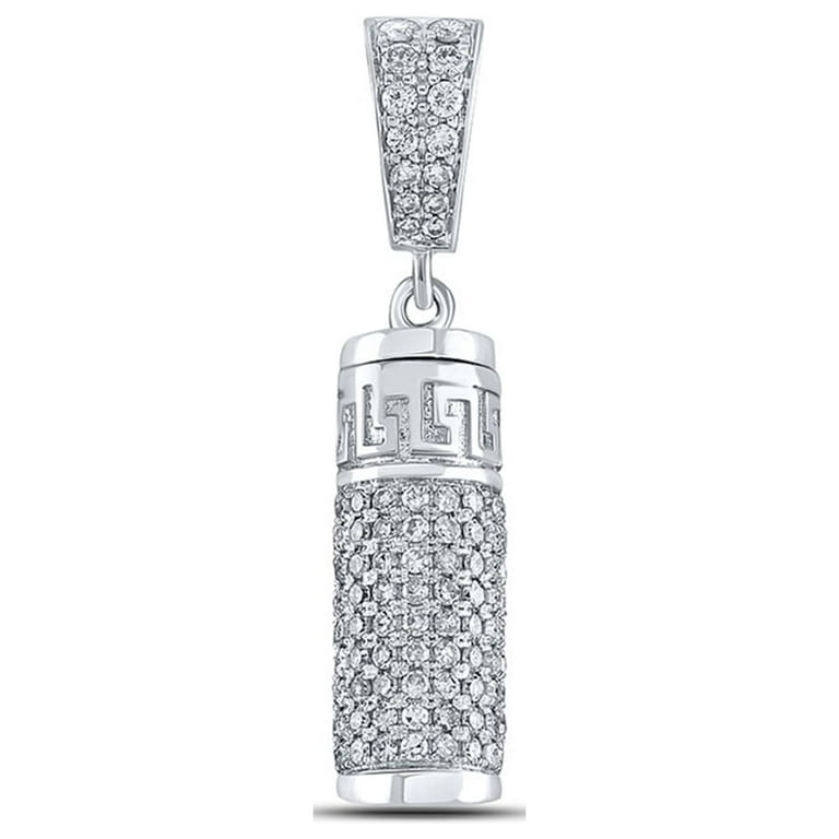 10kt White Gold Mens Round Diamond Urn Cylinder Charm Pendant 1 Cttw