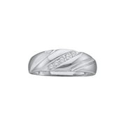 DIAMOND DEAL 10kt White Gold Mens Round Diamond Wedding Band Ring 1/10 Cttw