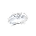 thumbnail image 1 of 10kt White Gold Mens Round Diamond Wedding Band Ring 1/10 Cttw, 1 of 4