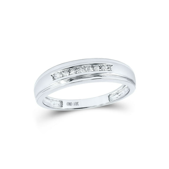 10kt White Gold Mens Round Diamond Wedding Band Ring 1/12 Cttw