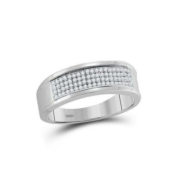 10kt White Gold Mens Round Diamond Wedding Band Ring 1/4 Cttw
