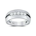 thumbnail image 1 of 10kt White Gold Mens Round Diamond Wedding Black Groove Band Ring 1/2 Cttw, 1 of 4
