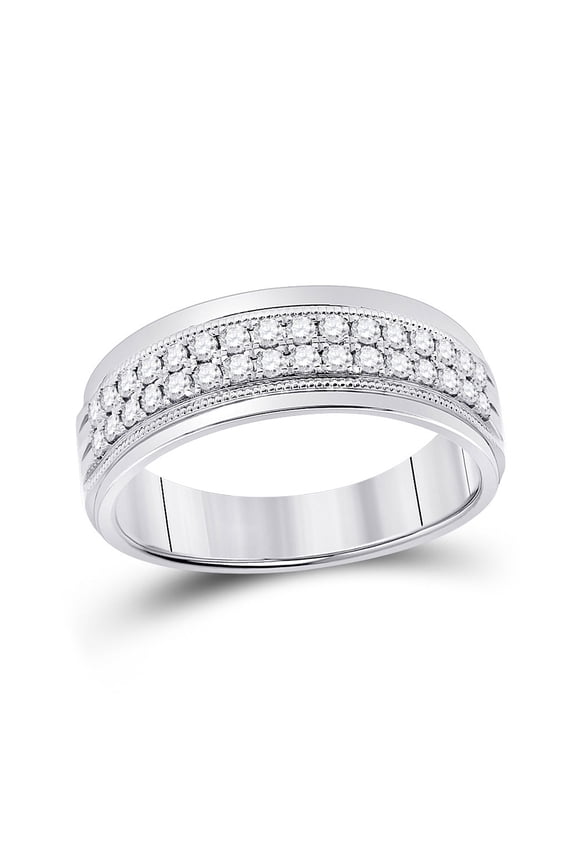 10kt White Gold Mens Round Diamond Wedding Machine Set Band Ring 1/2 Cttw