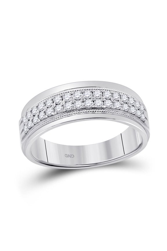 10kt White Gold Mens Round Diamond Wedding Machine Set Band Ring 1/2 Cttw