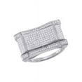 thumbnail image 1 of 10kt White Gold Mens Round Pave-set Diamond Concave Rectangle Cluster Ring 1/2 Cttw, 1 of 1