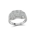 thumbnail image 1 of 10kt White Gold Mens Round Pave-set Diamond Rectangle Cluster Ring 1/3 Cttw, 1 of 2