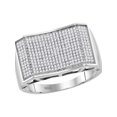 thumbnail image 1 of 10kt White Gold Mens Round Pave-set Diamond Rectangle Convex Cluster Ring 5/8 Cttw, 1 of 1