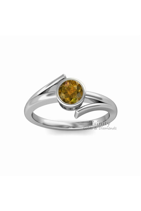 10kt White Gold Plated Brown Gemstone Ring, Chocolate Color Gemstone 925 Sterling Silver Ring, Gemstone Ring, Silver Ring For Gift, Gifts