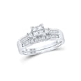 thumbnail image 1 of 10kt White Gold Princess Diamond Bridal Wedding Ring Band Set 1/2 Cttw, 1 of 4