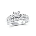 thumbnail image 1 of 10kt White Gold Princess Diamond Bridal Wedding Ring Band Set 7/8 Cttw, 1 of 4