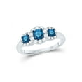 thumbnail image 1 of 10kt White Gold Round Blue Color Enhanced Diamond 3-stone Bridal Wedding Ring 1 Cttw, 1 of 4
