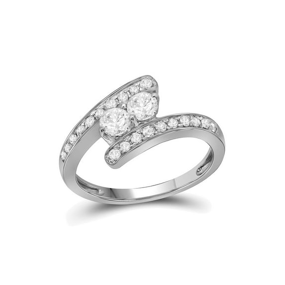 10kt White Gold Round Diamond 2-stone Bridal Wedding Engagement Ring 3/4 Cttw