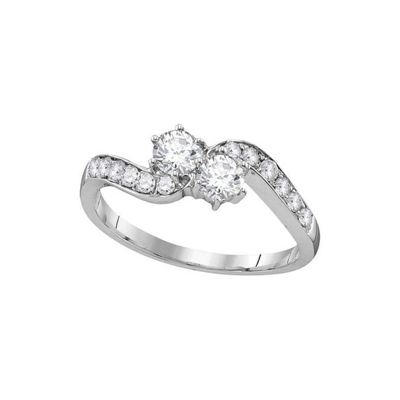 10kt White Gold Round Diamond 2-stone Bridal Wedding Engagement Ring 5/8 Cttw