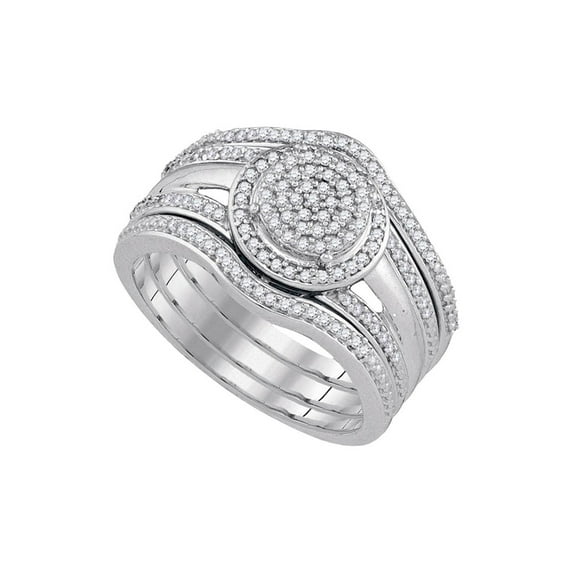 10kt White Gold Round Diamond Bridal Wedding Ring Band Set 1/3 Cttw