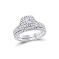 thumbnail image 1 of 10kt White Gold Round Diamond Bridal Wedding Ring Band Set 1 Cttw, 1 of 4