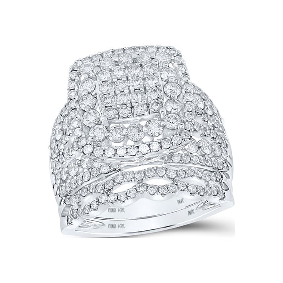 10kt White Gold Round Diamond Bridal Wedding Ring Band Set 2 Cttw