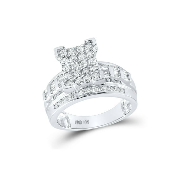 10kt White Gold Round Diamond Cinderella Cluster Bridal Wedding Engagement Ring 1 Cttw