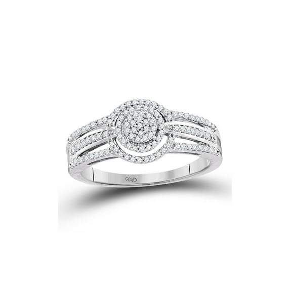 10kt White Gold Round Diamond Cluster Bridal Wedding Engagement Ring 1/4 Cttw