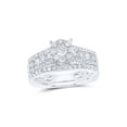 thumbnail image 1 of 10kt White Gold Round Diamond Cluster Bridal Wedding Ring Band Set 1 Cttw, 1 of 1