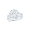 thumbnail image 1 of 10kt White Gold Round Diamond Cluster Halo Bridal Wedding Ring Band Set 2 Cttw, 1 of 1