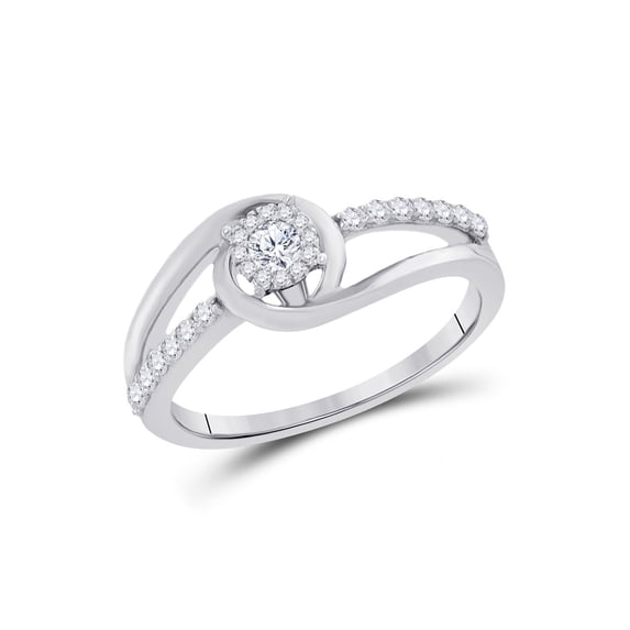 10kt White Gold Round Diamond Halo Bridal Wedding Engagement Ring 1/3 Cttw