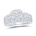 thumbnail image 1 of 10kt White Gold Round Diamond Halo Bridal Wedding Ring Band Set 1-1/2 Cttw, 1 of 1