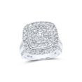 thumbnail image 1 of 10kt White Gold Round Diamond Halo Square Bridal Wedding Engagement Ring 2 Cttw, 1 of 1