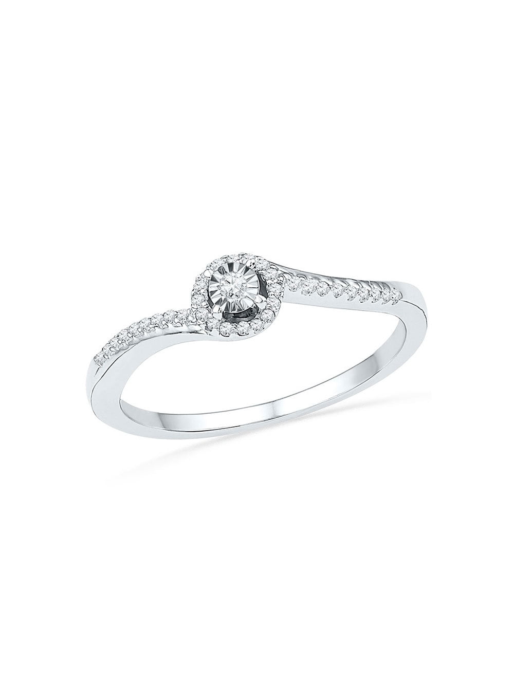 10kt White Gold Round Diamond Solitaire Bridal Wedding Engagement Ring ...