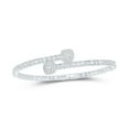 thumbnail image 1 of 10kt White Gold Womens Baguette Diamond Cushion Square Cuff Bangle Bracelet 2-5/8 Cttw, 1 of 1