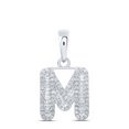 thumbnail image 1 of 10kt White Gold Womens Baguette Diamond M Initial Letter Pendant 3/8 Cttw, 1 of 1