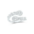 thumbnail image 1 of 10kt White Gold Womens Baguette Diamond Pear Cuff Band Ring 5/8 Cttw, 1 of 1