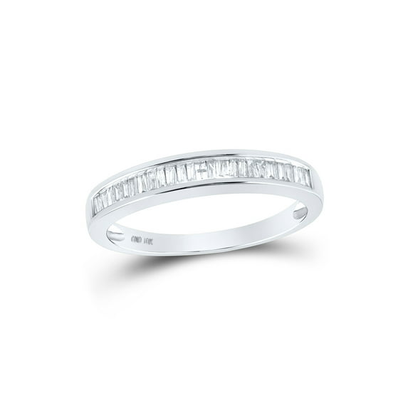10kt White Gold Womens Baguette Diamond Wedding Band 1/4 Cttw