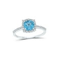thumbnail image 1 of 10kt White Gold Womens Cushion Synthetic Blue Topaz Diamond Solitaire Ring 1-1/5 Cttw, 1 of 1