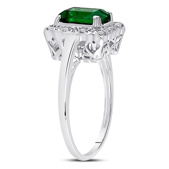 10kt White Gold Womens Emerald Synthetic Emerald Solitaire Ring 1-4/5 Cttw